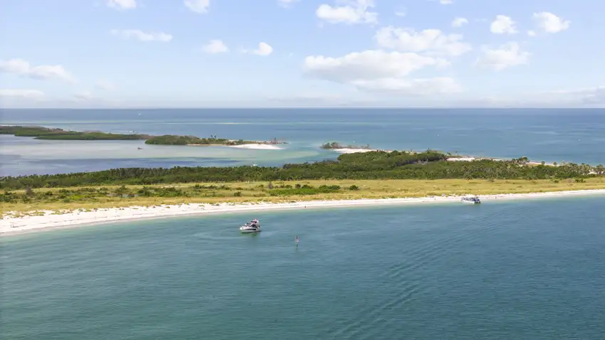 Shallow turquoise water at a Tampa Bay sandbar